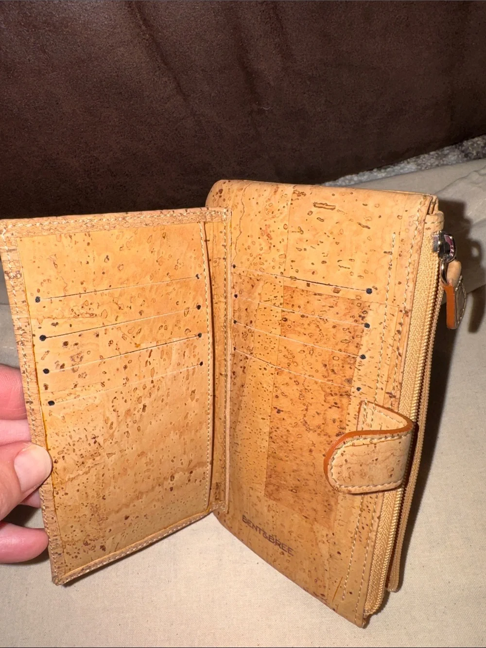 Bent and Bree Cork Wallet Clutch - Natural Tan